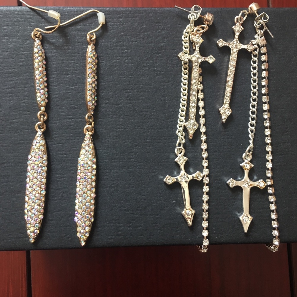 Two beautiful pair of crystal earrings